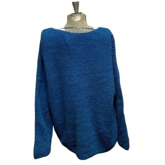 Style & Co Womens Blue Textured Knit Sweater V-Neck Long Sleeve XL - Picture 2 of 3